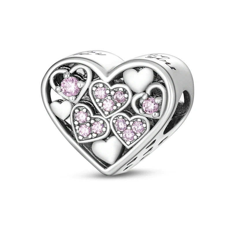 New 925 Sterling Silver Charm Love Heart Warm Family Series Beads Fit Original Charms Bracelets Pendant DIY Jewelry Gift - Madeinsea©