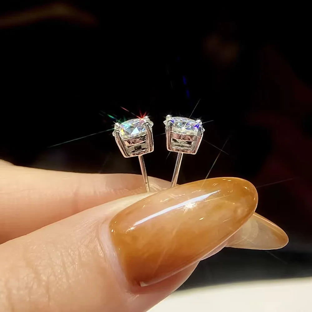 Serenity 0.2ct-3ct D Color Moissanite Earrings For Women Man S925 Sterling Silver Sparkling Stud Ear Plated Pt950 Fine Jewelry - Madeinsea©