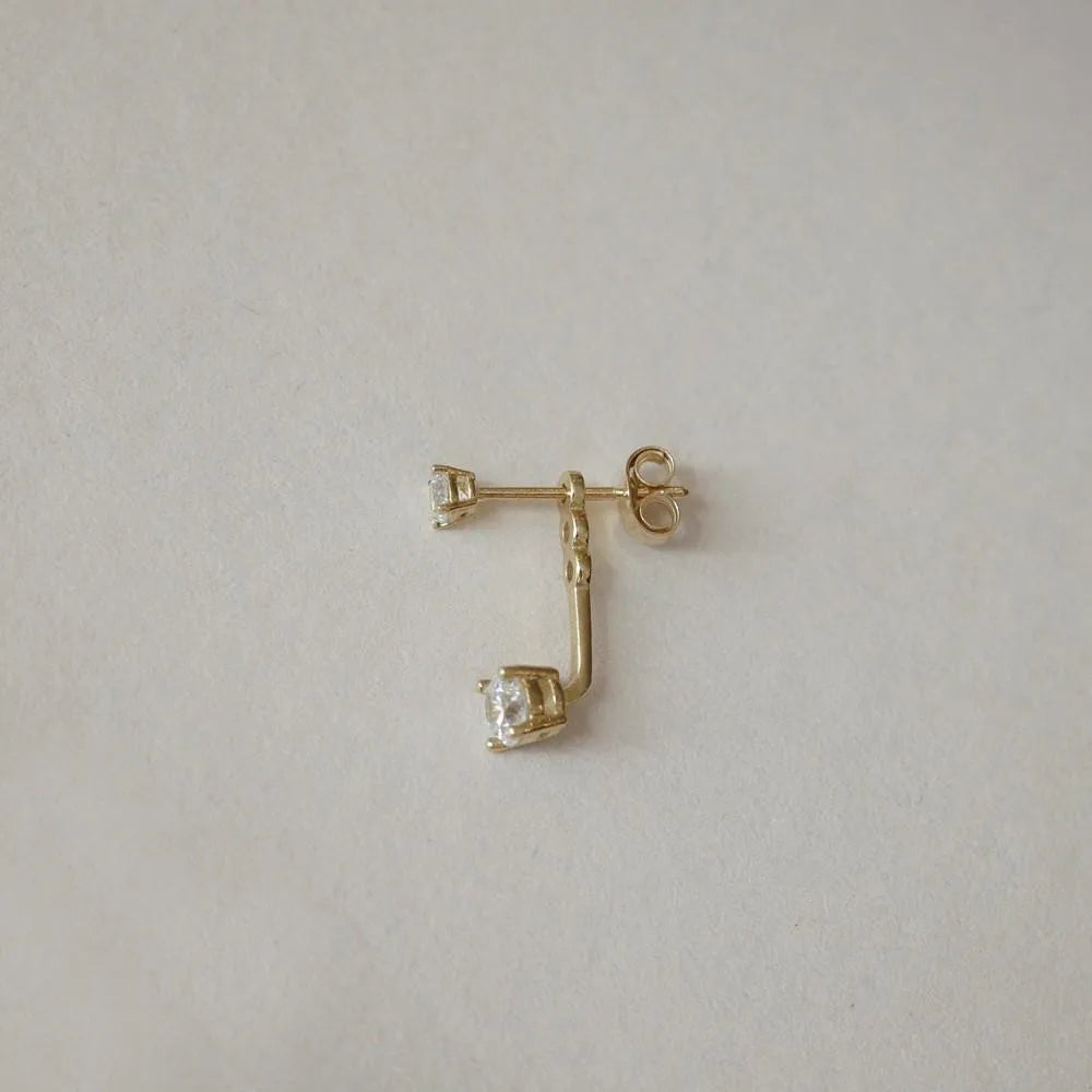 Simple Mini Zircon Back Hanging Earrings 925 Sterling Silver Plated 14k Gold Exquisite Jewelry for Women