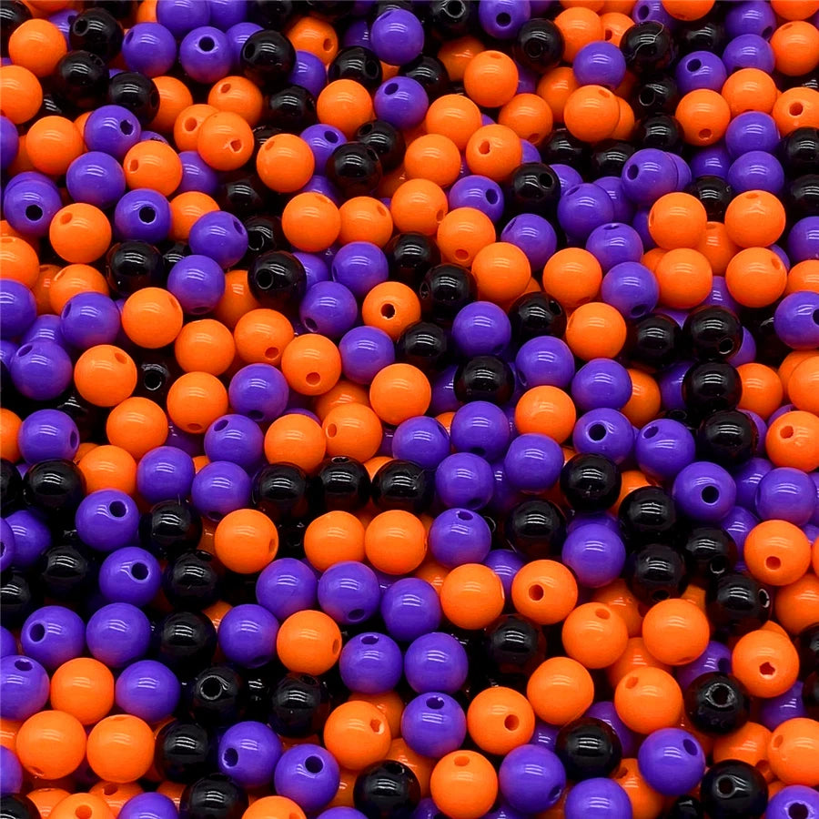 4/6/8/10mm Halloween Color Series Acrylic Round Beads For DIY Necklace Bracelet Earrings Handicraft Pendant Jewelry Making