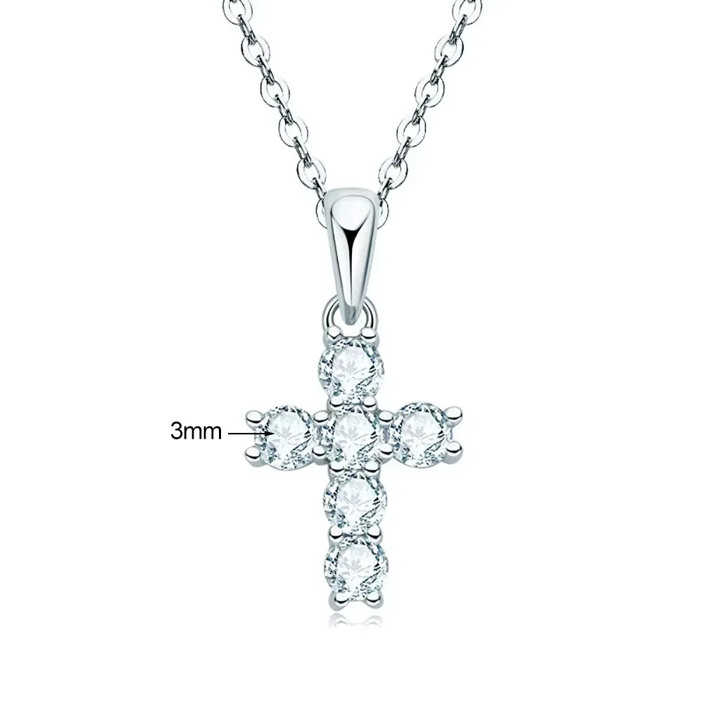 Serenity 0.6ct D Color Moissanite Cross Necklace For Women Anniversary Gift S925 Silver Crucifix Pendant Neck Chain Fine Jewelry - Madeinsea©