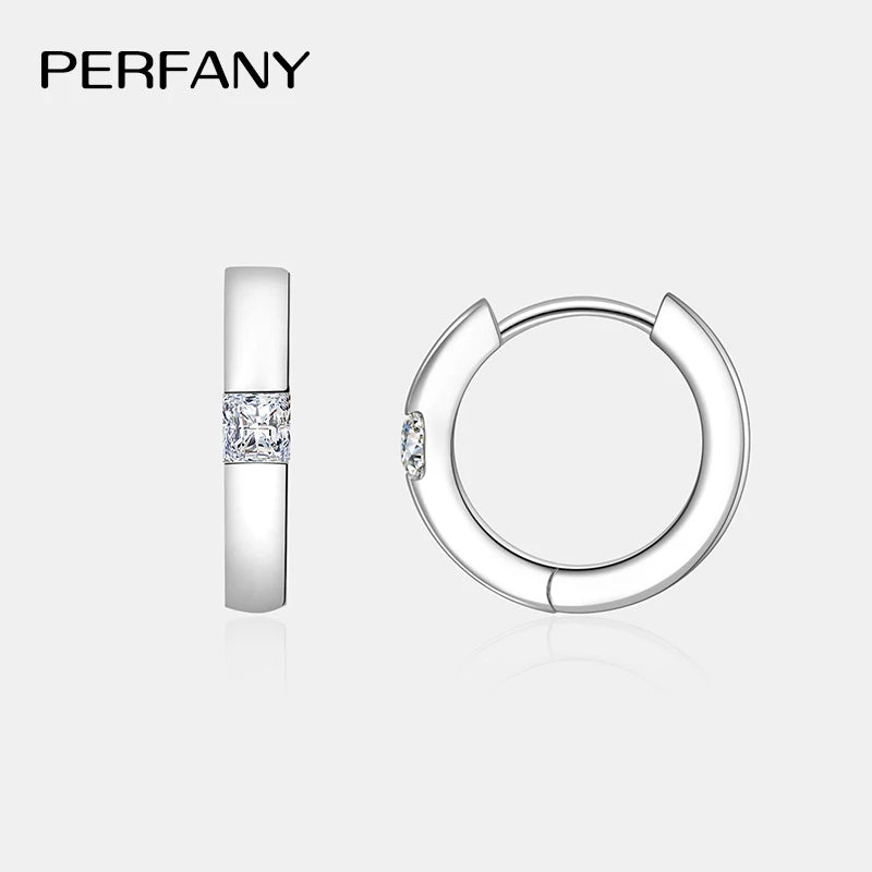 PERFANY 0.3CT Princess Cut Moissanite Hoop Earrings Women's 100% Pure Silver Square Laboratory Diamond Fashion Wedding Jewelry - Madeinsea©