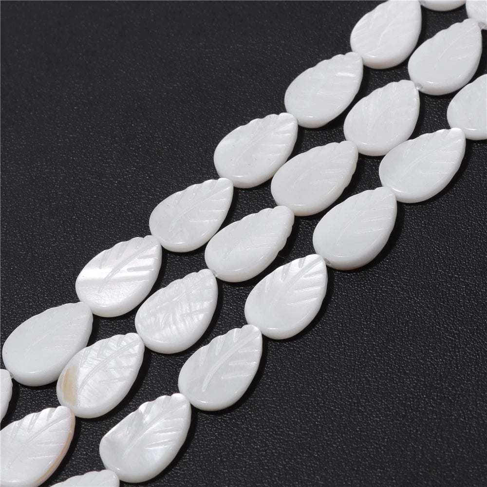 Natural White Mother of Pearl Shell Beads Oval Round Freshwater Shell Beads for Jewelry Making Necklace Bracelet DIY 15" - Madeinsea©