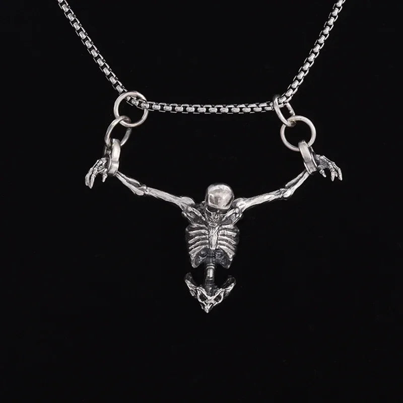 Gothic Vintage Reaper\\\\'s Scythe Necklace Life Ghost Devil Pendant Men\\\\'s Personality Halloween Trend Charm Jewelry Gift
