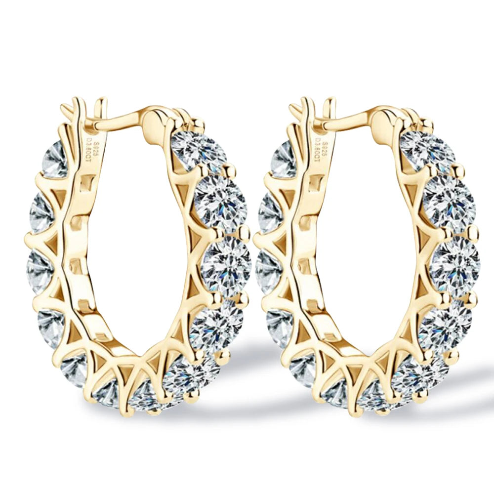 Luxury 4mm Full Moissanite Hoop Earring Original Certified 925 Silver 3.6ct Moissanite Diamond Earring for Women Wedding Jewelry - Madeinsea©