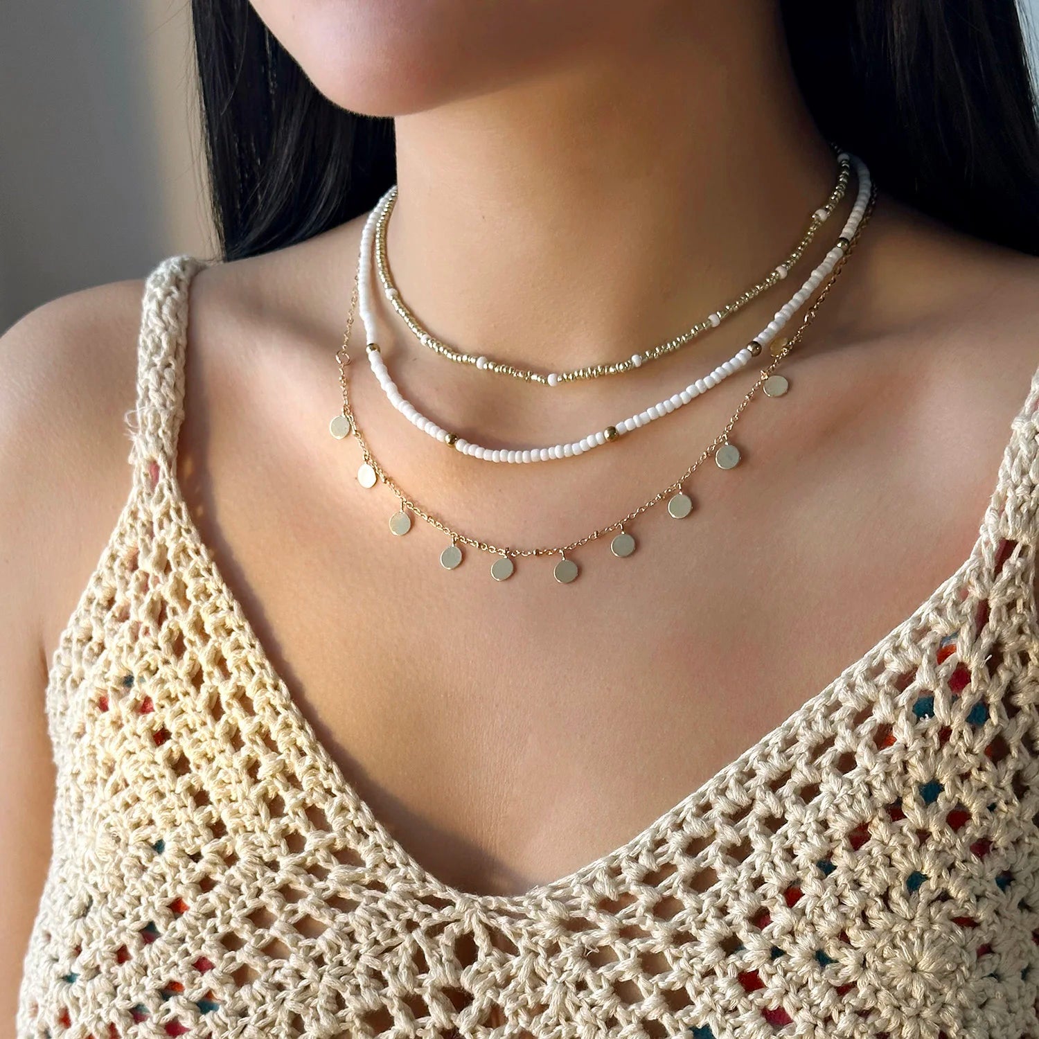 Bohemian Multilayer Starfish Sea Shell Rice Beads Necklace For Women Vintage Fishtail Pearl Conch Clavicle Choker Beach Jewelry
