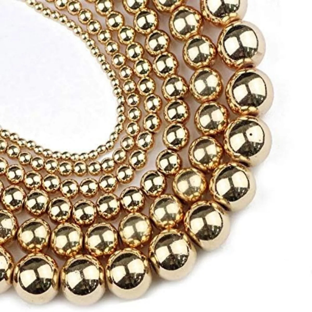 Round Hematite Beads 2/3/4/6/8/10mm Natural Stone 14K Gold Color Loose Beads Ball Jewelry Bracelets Making DIY Accessories SSS