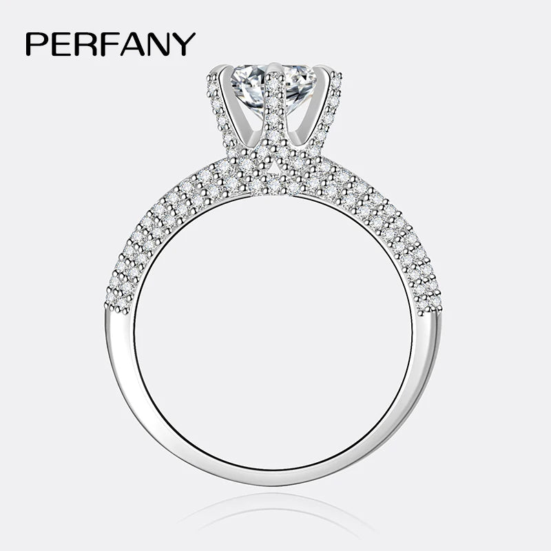 PERFANY 2CT Moissanite Ring for Women S925 Pure Silver Laboratory Certified Cultivated Diamonds Eternal Luxury Wedding Jewelry - Madeinsea©