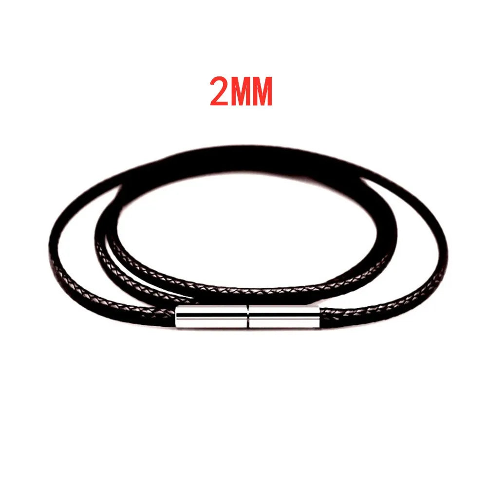 MKENDN Black Leather Chain Necklace for Diy Women Men Handmade Braid Rope Long Necklace 40/50/60/70CM Neck Pendant Chain Jewelry