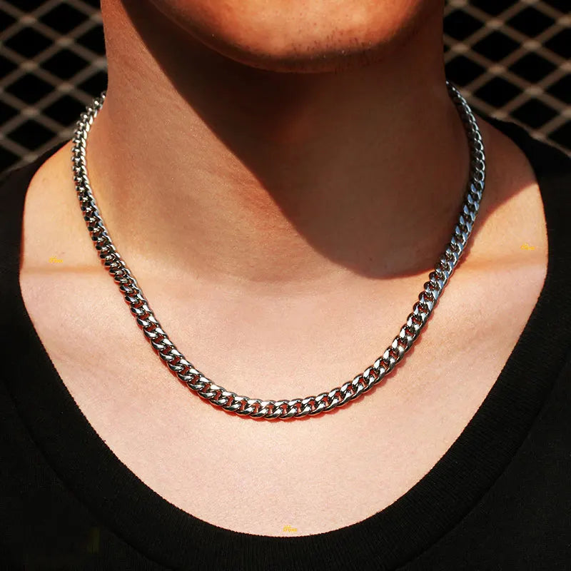 High Quality 6mm Unisex 925 Silver Cuban Chain Necklace For Men Hip Hop Jewelry