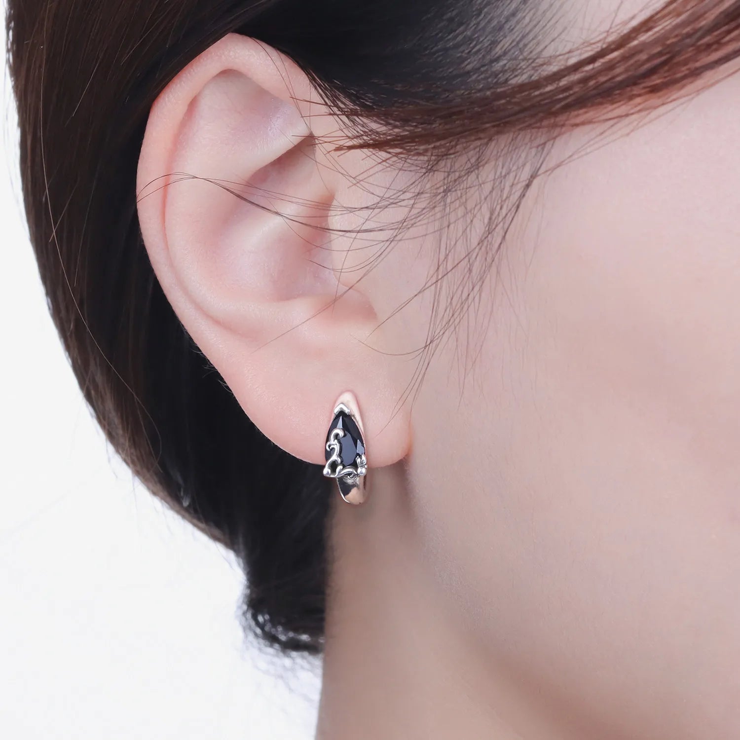 PANPOKI 925 Sterling Silver Vintage Carved Water Droplet Earrings Silver Hoop Earrings For Women Jewelry Original Party Gifts