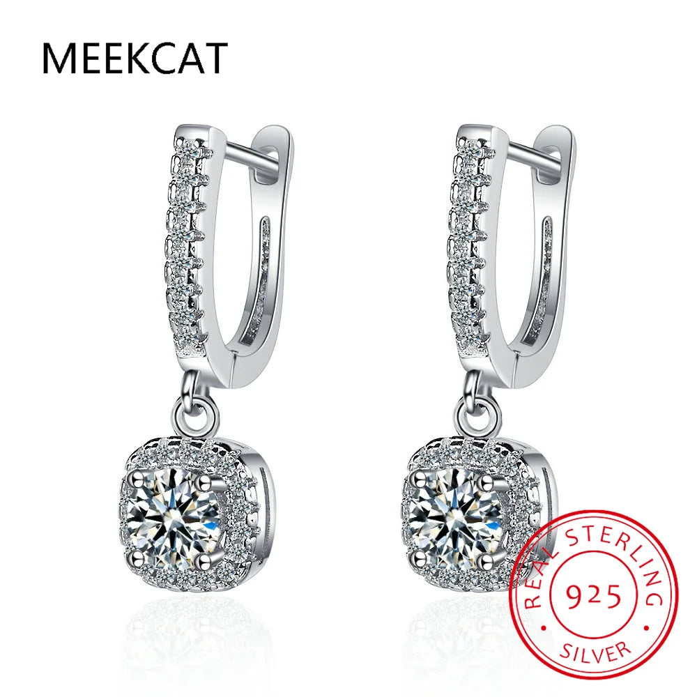 D Moissanite 3ct Earrings 925 Sterling Silver Original Certified Moissanite 1ct Hoop Drop Dangle Earrings 2ct Huggie for Women