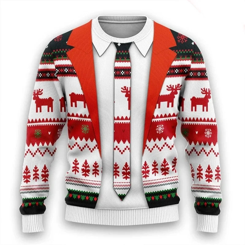 Christmas and winter Christmas sweater, ugly sweater, informal and stylish Christmas neck for men and women 3D