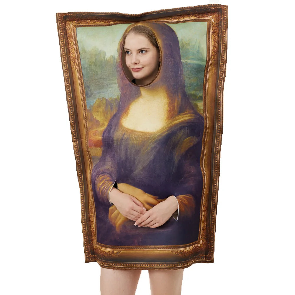 Costumes muraux amusants de Cosplay Mona Lisa pour adultes, combinaison unisexe en éponge, déguisement classique d'Halloween, de carnaval, de fête