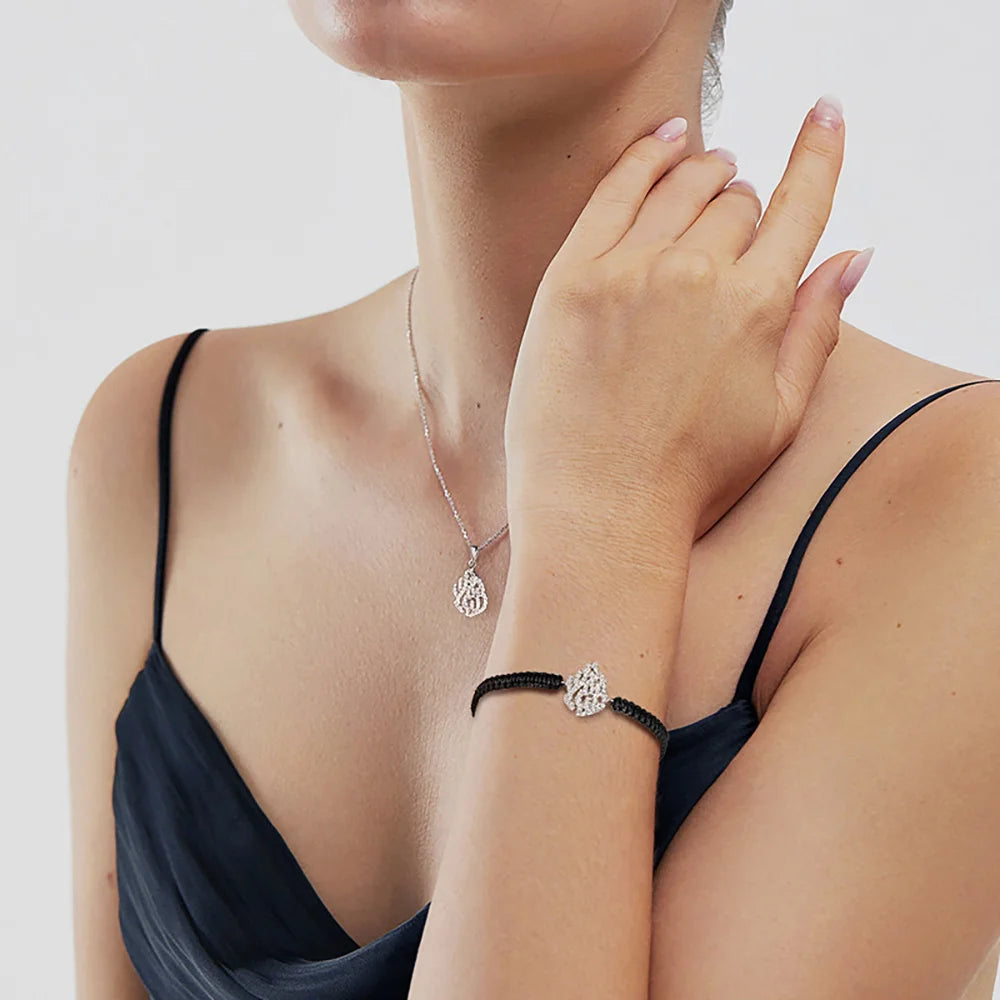 Serenity Fine Braided-rope Moissanite Bracelet Women Men 100% S925 Sterling Silver Fire Shape Bracelet Adjustable Chain Jewelry - Madeinsea©
