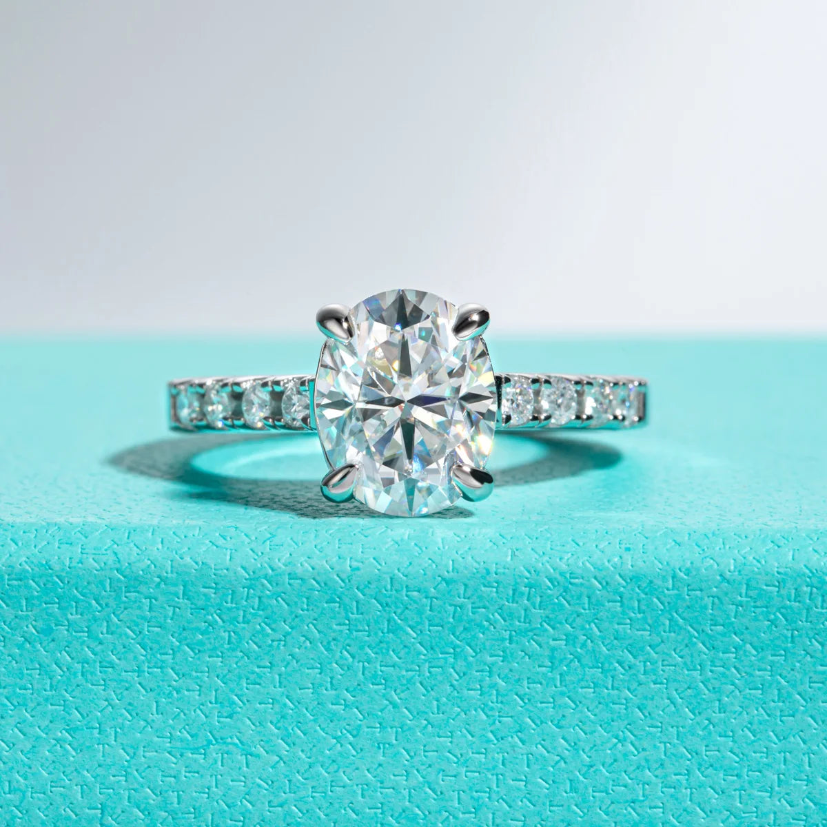 AnuJewel 3ct Oval Cut D Color Moissanite Engagement Rings For Women 925 Sterling Silver Wedding Rings Women Jewelry Wholesale - Madeinsea©