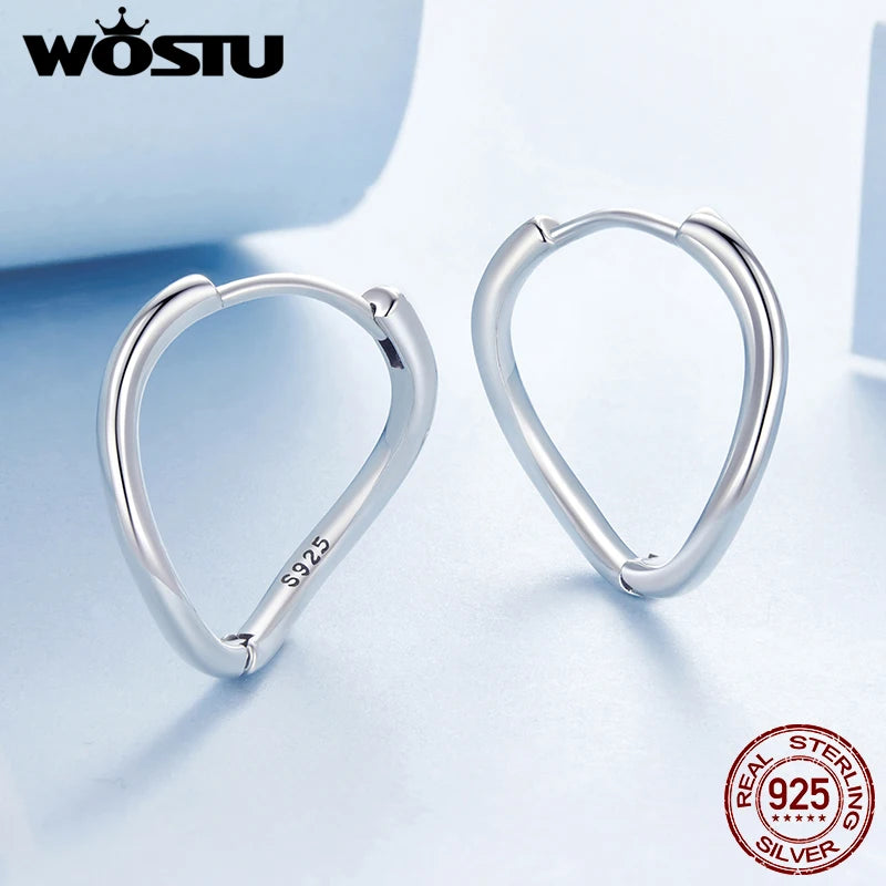 WOSTU Real 925 Sterling Wave Hoop Earrings For Women Infinite Ear Hoops Simple Handmade Jewelry Original Design Gift