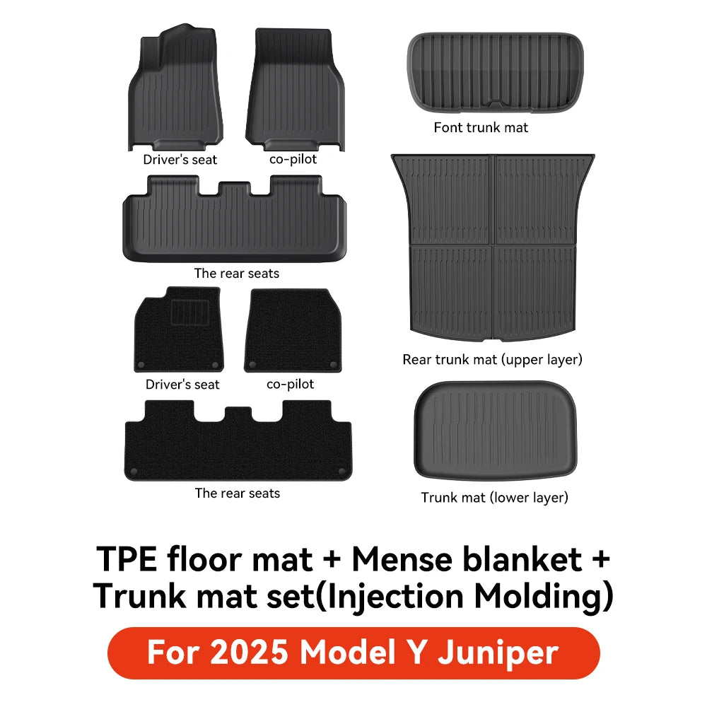YZ For Tesla Floor Mat Model Y Juniper 2025 Car Trunk Mat Luggage Mat TPE waterproof Anti-Slip Set Floor Liner Mat - Madeinsea©