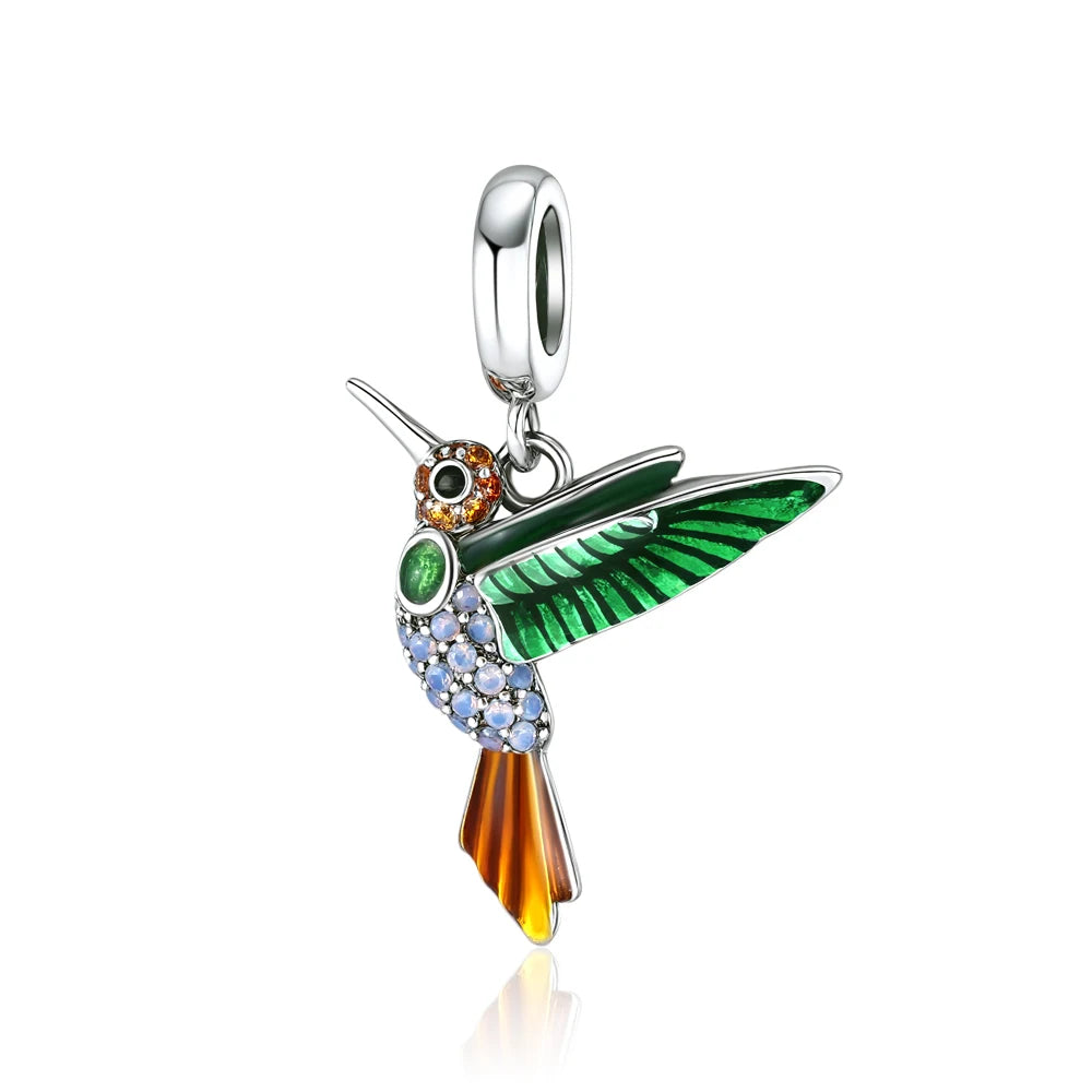 Hot New Summer green series Silver Clover Bead Maple Bird Charm Fit Original Women Bracelet DIY Fine Dangle Jewelry Amulet Gift