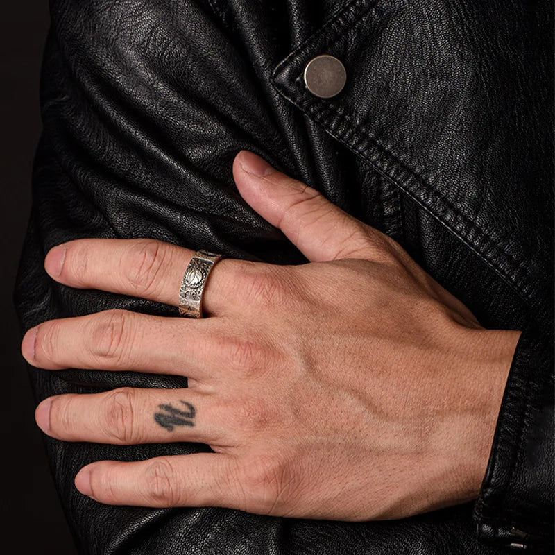 Retro Golden Horus Eye Totem Ring For Men Punk Gothic Adjustable Open Ring Handmade Designer Jewelry Unisex Accessories Gift