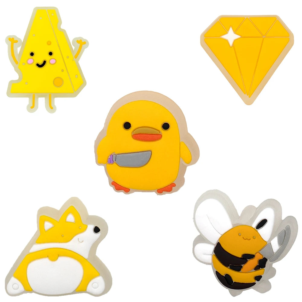 5PCS LED Clog Shoe Charms Cute Animal Duck Gamepad Pig Black Cat Shoe Buckle Accessories Pins for Women Men Cute Shoe Decoration