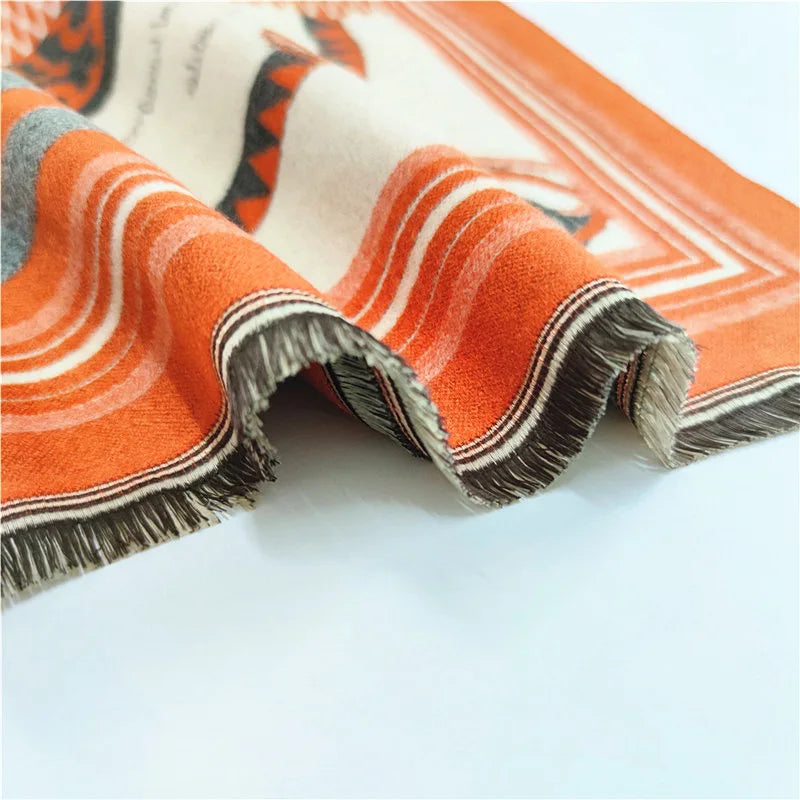 Women's Autumn Winter Horse Pattern Scarf New Luxury Cashmere Feeling Large Blanket Wrap Soft Warm Brand Shawl Retro & Classical - Madeinsea©