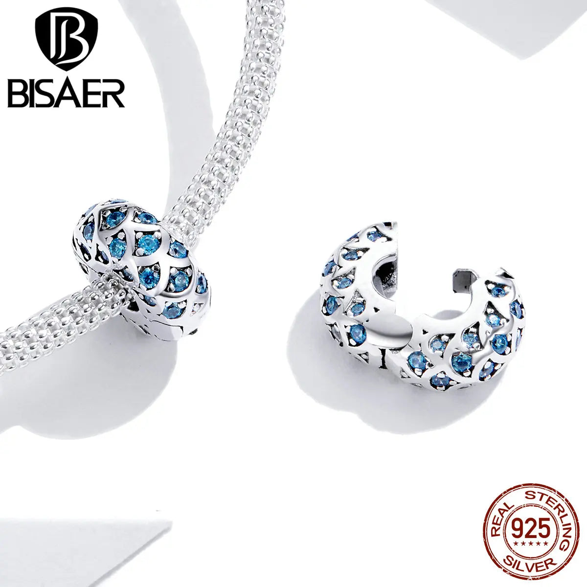 BISAER 925 Argent Sterling Bleu Mer Breloque Perles Géant Bateau Sirène Pendentif Pour Femmes Bracelet Collier Bijoux À Faire Soi-Même Cadeau De Plage