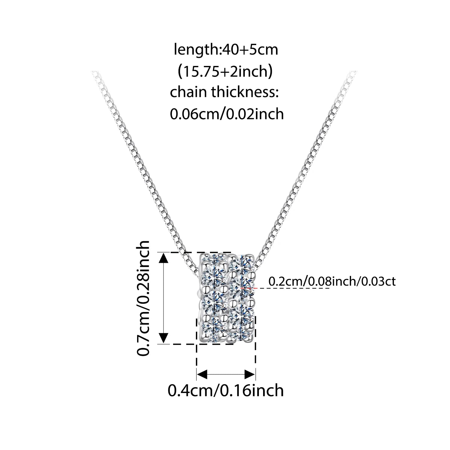 BISAER Lucky Ring Necklace Cutting Lab Grown Diamond 925 Sterling Silver Chain Plated White Gold Wedding Fine Jewelry MSN048