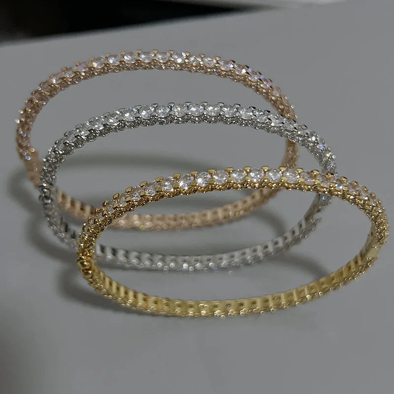 New Top Quclity Famous Fashion Luxury Jewelry Round Bangle For Women For Men Classic Party Wedding Gold Color Bangle Size16cm