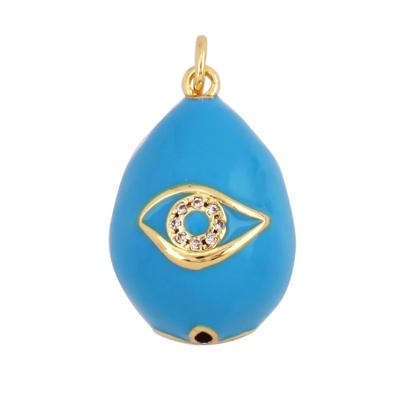 Fashion Newest Colourful Enamel Ball Shape Big Size Charm Pendant,Gold Plated Eye Flower DIY Necklace Jewelry Accessories L04