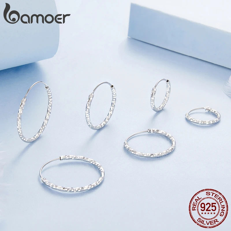 BAMOER 925 Sterling Silber Creolen für Damen, leichte, große Creolen, hypoallergen, trendige Eiswürfel-Creolen