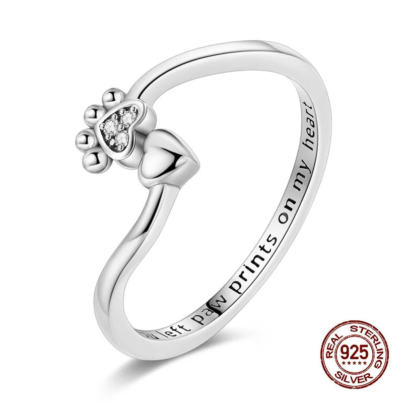 Rings For Women 100% 925 Sterling Silver Shiny Dragonfly Heart Shaped Hollow Open Rings Fine Wedding Engagement Jewelry Gift