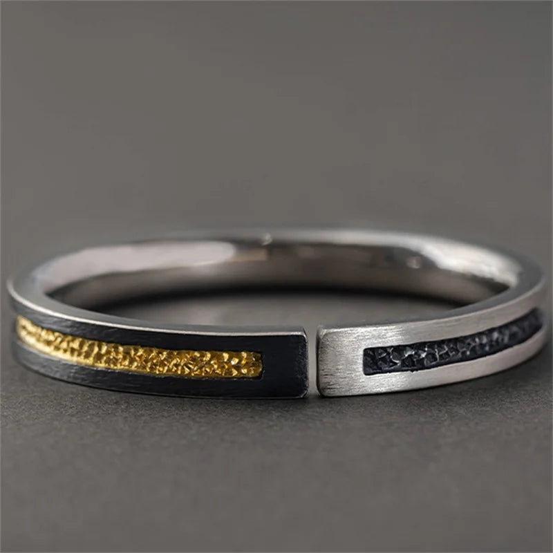Retro Gold Schwarz Kollision Textur Armreif Männlichen Hand Zubehör Neue Ankunft Persönlichkeit Männer Armreif Schmuck Öffnen Größe