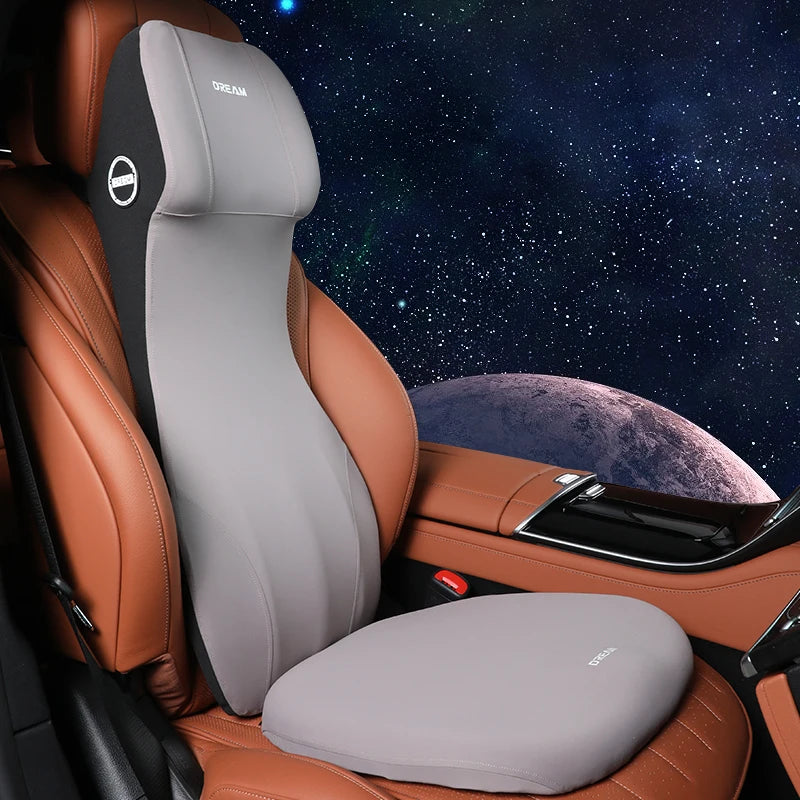 Car Leather Headrest Lumbar Support Memory Foam Car Rest Neck Pillow Back Cushion Seat Waist Supports Car Interior Accessories - Madeinsea©
