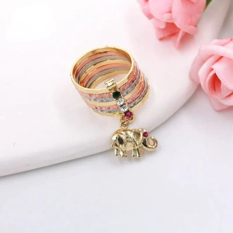 Luck Rose Butterfly Owl Elephant Guadalupe's Cross Dolphin Heart Turtle Clover Religious Jewelry Oro Laminado Rings