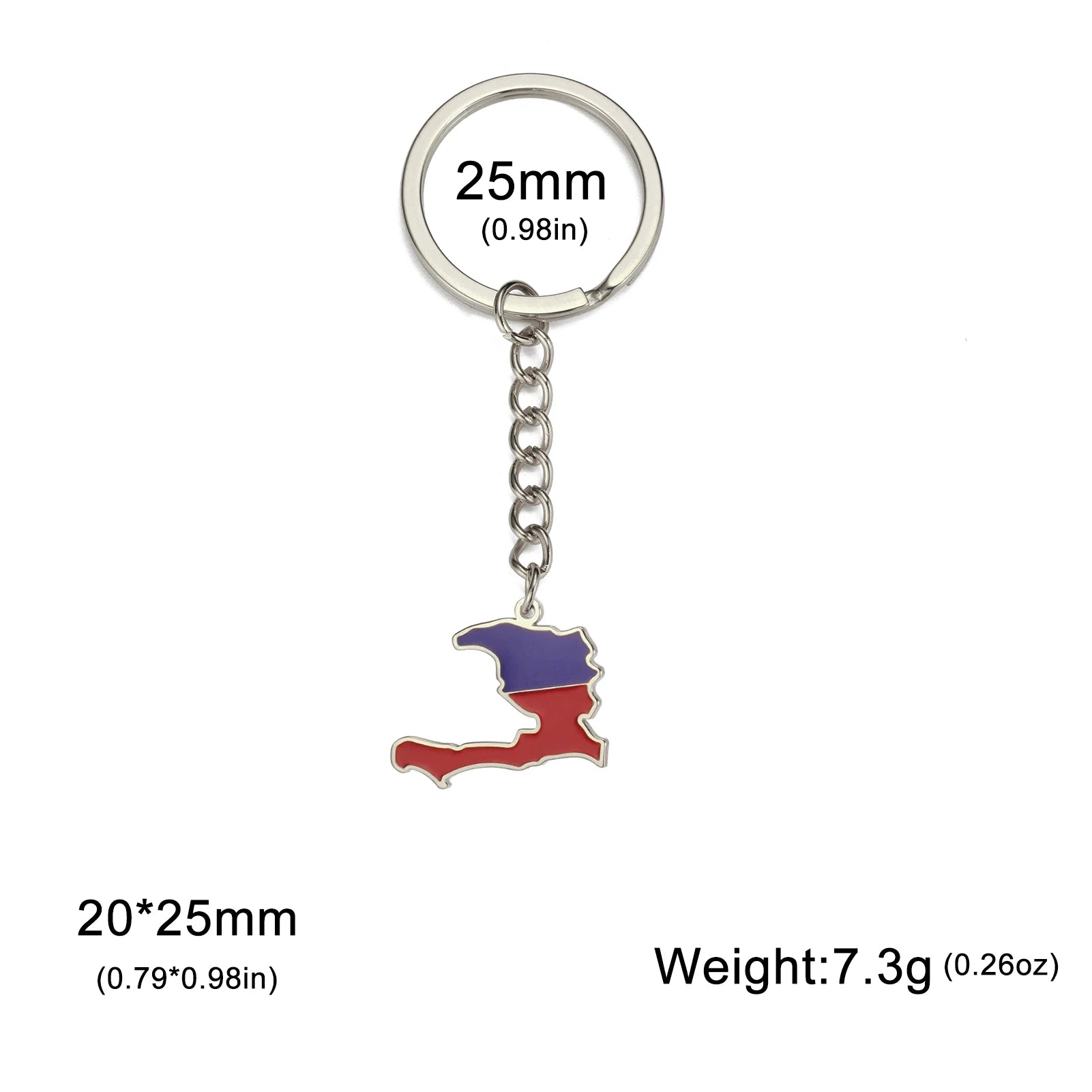 Dreamtimes France Poland Mexico Map Pendant Keychain for Women Men Stainless Steel Key Ring Qatar Ghana Syria Haiti Jewelry