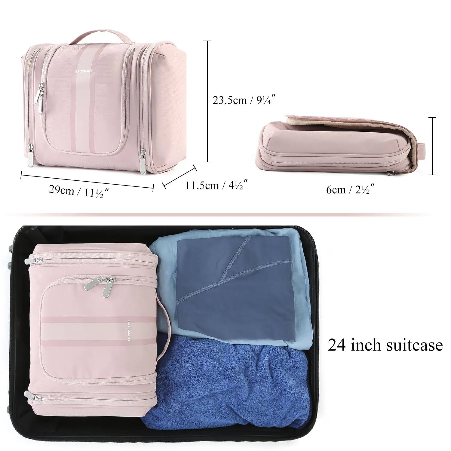 BAGSMART Hanging Toiletry Bag for Women Travel Toiletries Storage Bag BAGSMART Hanging Toiletry Bag for Women Travel Toiletries Storage Bag
