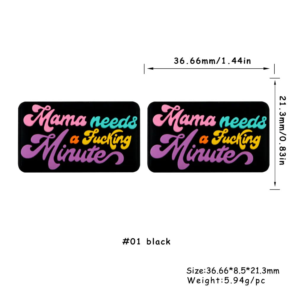 Lot de 5 ou 10 perles en silicone MOM pour la fabrication de bijoux, colliers, bracelets, accessoires de bijouterie