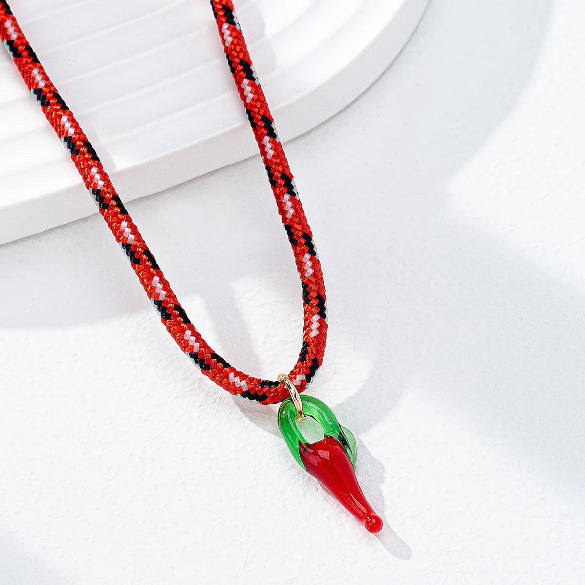 Summer Bohemian Glass Fruit Pendant Rope Choker Necklace
