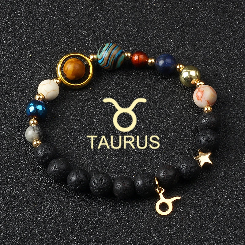 Universe Galaxy Eight Planets 12 Constellation Bracelets for Women Natural Stone Solar System Bracelets Libra Virgo Leo Jewelry - Madeinsea©