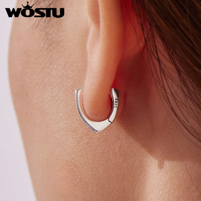 WOSTU 925 Sterling Silver Heart Rainbow Gems Gothic Huggies Earrings For Women, Skeleton Hand Punk Hoop Earring Halloween Gift