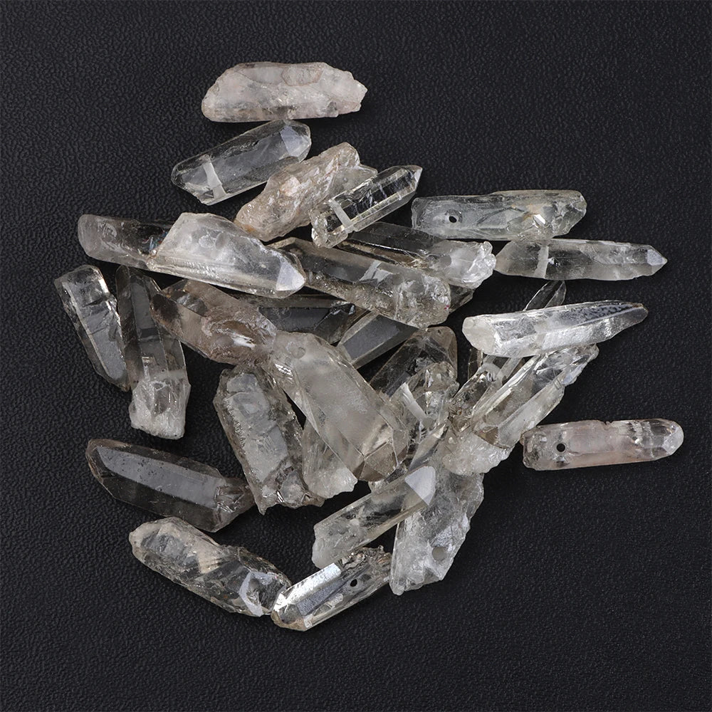 10/20/30pcs Purple Natural Quartz Crystal Point Beads Top Drilled Graduated Stick Point Loose Bead for DIY Jewelry Making Supply