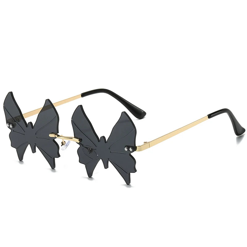 2025 Fashion Rimless Butterfly Sunglasses For Women Men Personalized Trendy Metal Irregular Sun Glasses Party Decorative Glasses