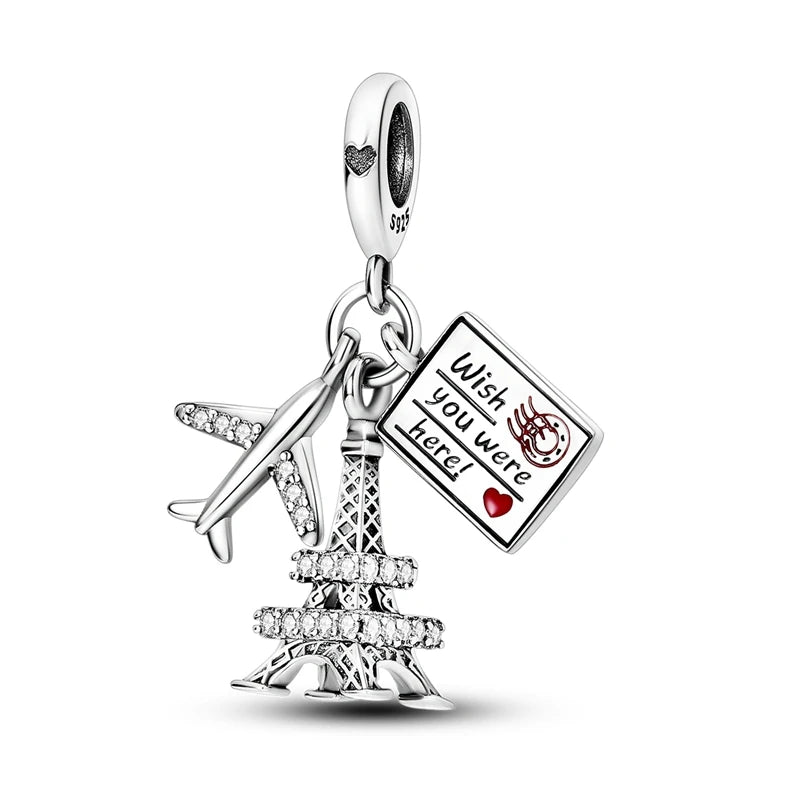 Charm Original 925 Sterling Silver Charms Pendants Love Travel Life DIY Beads for Bracelet Necklace Charms Women Jewelry Making