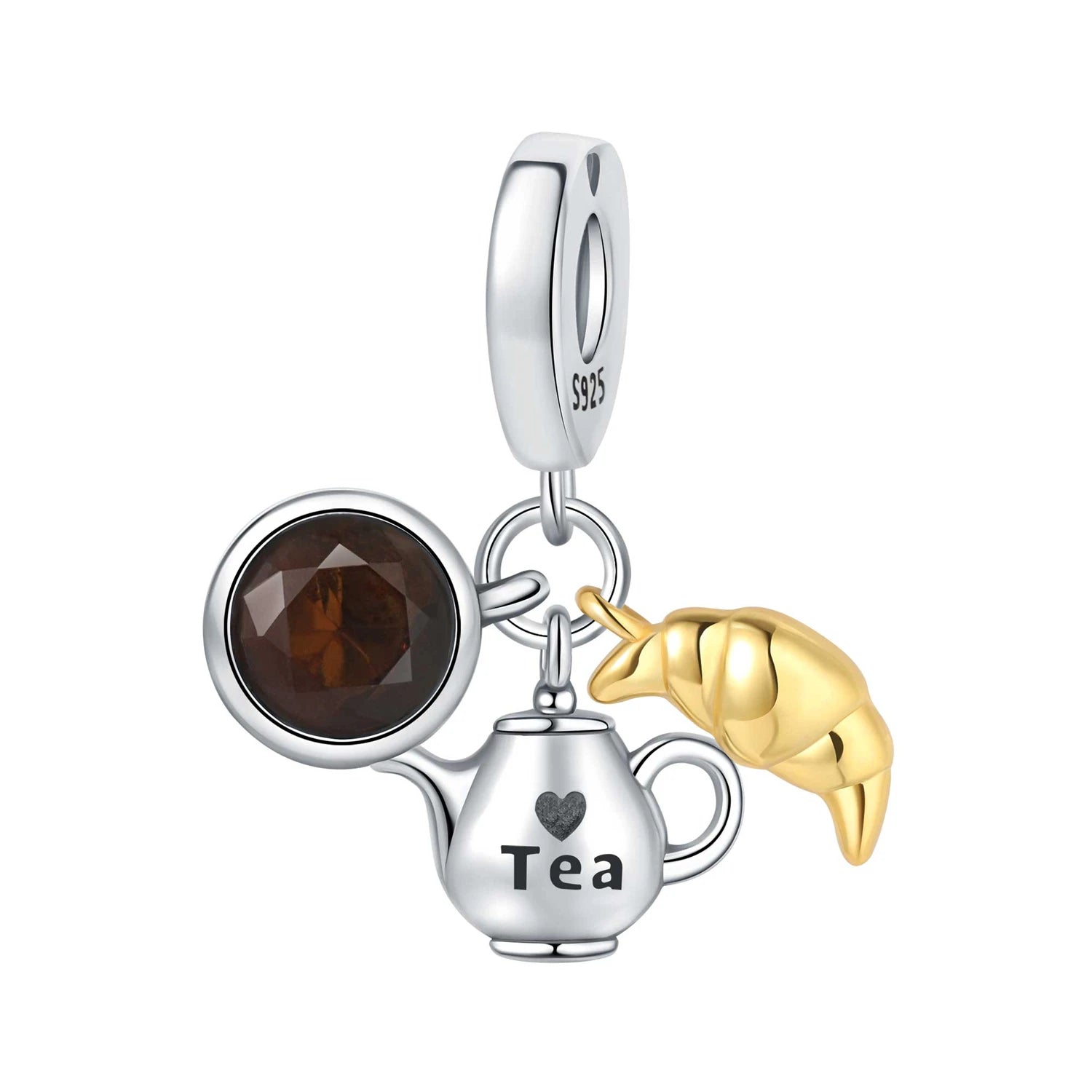 PANPOKI 925 Sterling Silver Chocolate Love Cake Pendant Beads Original Pendants Bracelet Charm Jewelry Party DIY Trendy Gift