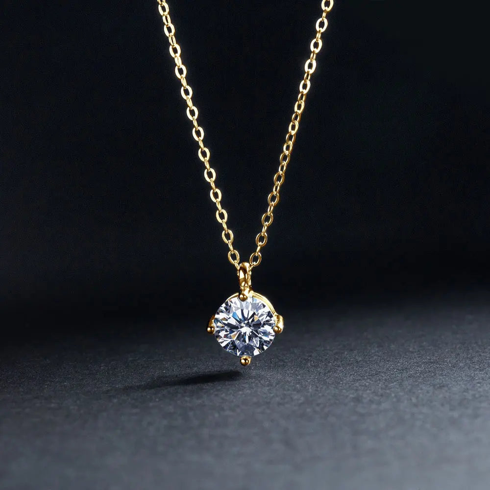 OXTAO 1CT 2CT 3CT Four Claw Moissanite Pendant Necklace 925 Sterling Silver D Color Glittering Diamond Ladies Real Jewelry Gift