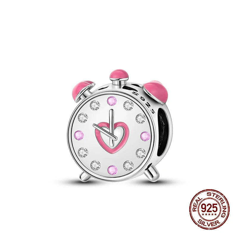 100% 925 Sterling Silver Perfume Bottle Clock Daily Life Charms Beads Fit 3mm 925 Original Bracelets Fine DIY Jewelry Gift