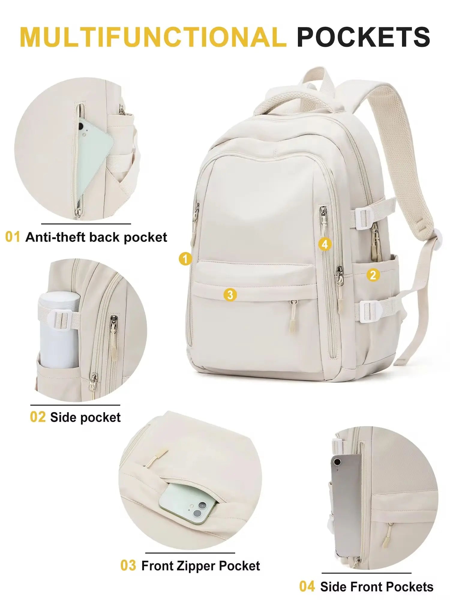 School Backpack for Girl Boy High Capacity Waterproof Teens College Daypack Knapsack Men Women Travel Backpack Laptop Kawaii Bag