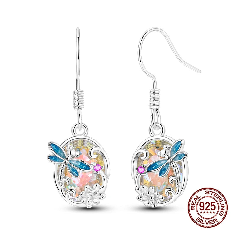 New Style 925 Sterling Silver Gemstone Lucky Four Leaf Clover Earrings Eardrop Simple Fine Jewelry Women Fashion Party Gift