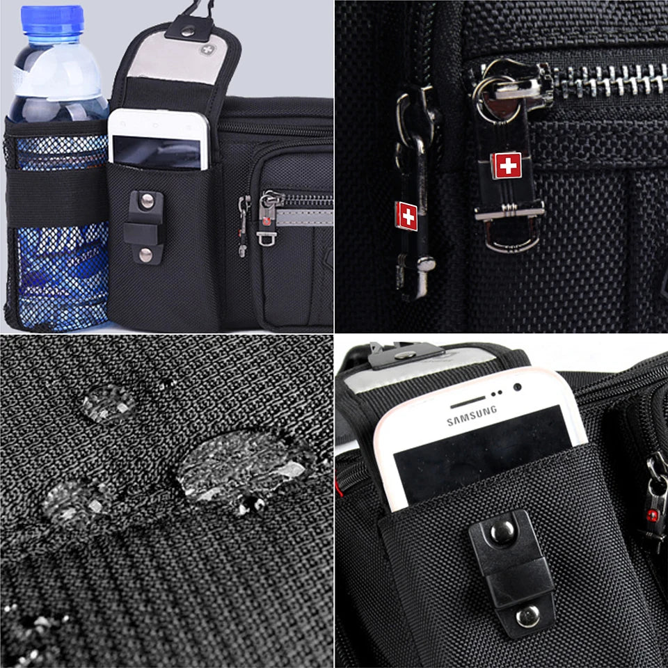 SWISS MILITARY Fanny Pack Multi Pocket Waterproof Practical Tool Waist Bag Outdoor Camping Climbing Waist Bag Hip Waist Packs
